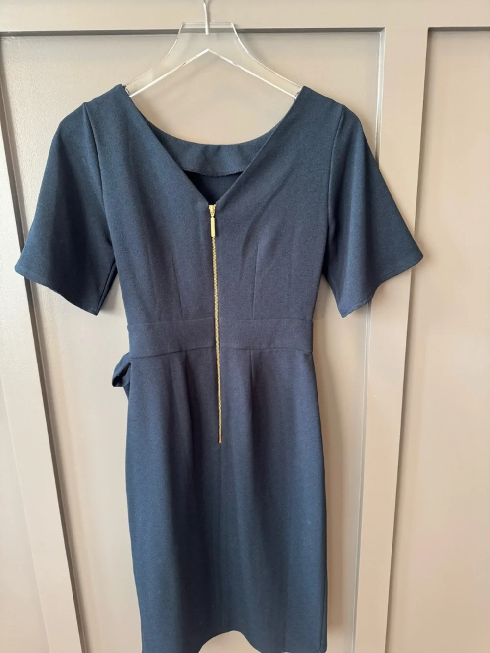 Closet London Dress Blue Shift Pencil Elegant Tie-Waist Women's Dress NWT - Picture 4 of 4